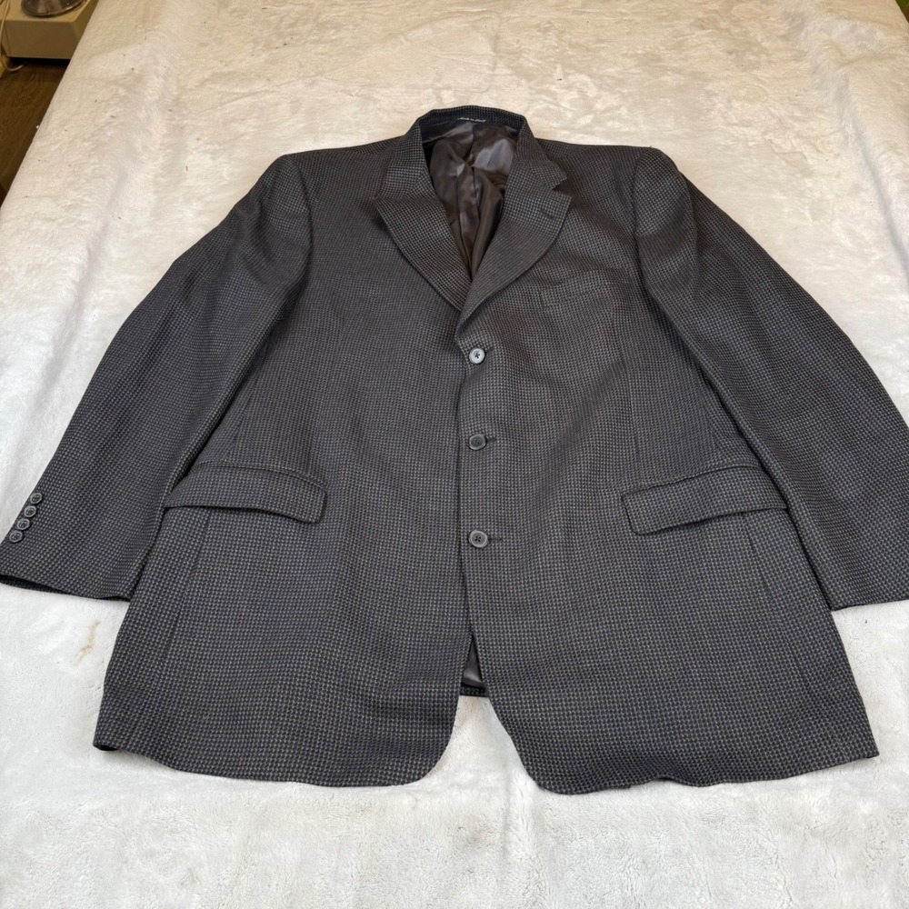 Murano Italy‎ Wool Cashmere Blazer 48L Charcoal Houndstooth Sport Coat Dillard's